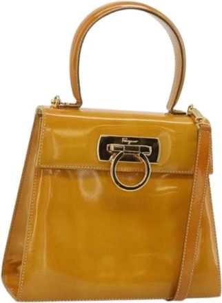 Ferragamo Pre-owned Hand Bag - Dames - Vintage Handtas - Geel - ONE Size - Leer - Vintage