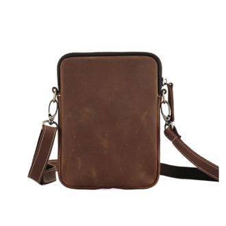 Generic Compatible For Leather Mens Crossbody Bag Genuine Casual Travel Small Cell Phone Purse Shoulder(Crazy Horse Brown)