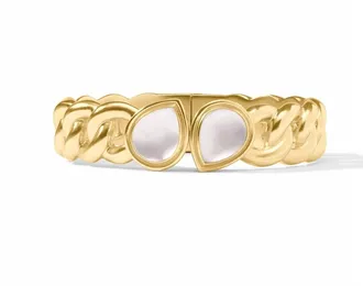 Julie Vos Womens Dolce Hinge Bangle In Iridescent Clear Crystal