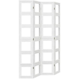 vidaXL Vidaxl - Biombo Separador De 4 Paneles Madera Maciza Paulownia Blanco