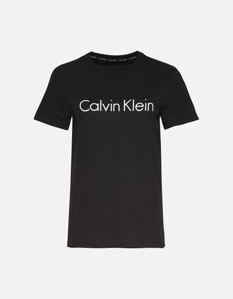 Calvin Klein Womens Logo Crew Neck T-Shirt, Black - Size: 10/8