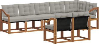 vidaXL Conjunto De Sof&aacute;s De Exterior 8 Uds. Gris Natural Y Claro Vidaxl