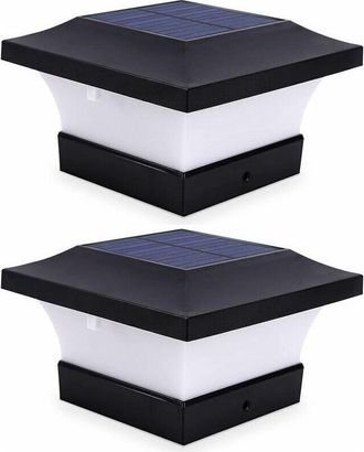 OEM Juego De 2 Farolas Solares Exteriores Para Postes, Ideales Para Iluminar Cercas Y Terrazas. Iluminaci&oacute;n Led Solar Blanca De Alto Brillo (6000k) Para P