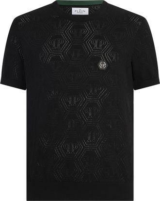 Philipp Plein Round Neck T-Shirt Openwork Monogram