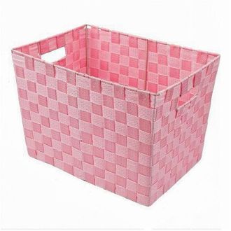 Trade Shop Trade Shop - Portaoggetti Cesto In Tessuto Intrecciato 38 X 26 X 25cm Con Maniglie Rosa 79041