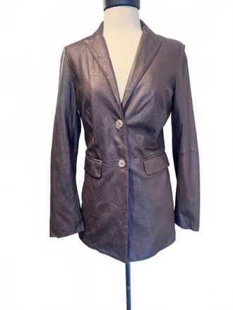Gimos Womens Button Down Blazer In Black/brown