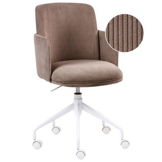Beliani Silla De Oficina Tapizado De Pana Giratoria Ajuste De Altura Del Asiento Marr&oacute;n Dryden