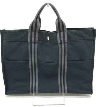 Herm&egrave;s Black Canvas Tote Bag (Pre-Owned)