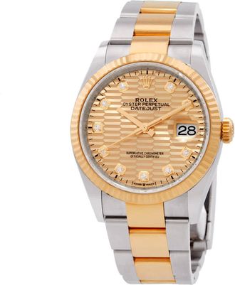 Rolex Datejust 36 Golden Fluted Diamond Dial Automatic Steel and 18KT Yellow Gold Oyster Watch M126233-0046-0045