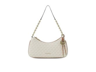 Michael Kors Nolita Medium Chain Pouchette Shoulder Womens Handbags Vanilla/Acorn : MD, Leather/Polyester