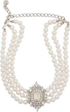Self Portrait Necklaces, female, Beige, Size: ONE SIZE Crystal Pearl Choker
