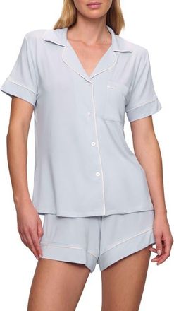 Eberjey Gisele Relaxed Short Pajamas in Ice Blue/Ivory at Nordstrom, Size X-Small