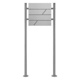 ML Design Ecd Germany Buz&oacute;n Correos De Pie 37 X 11 X 37cm Acero Dise&ntilde;o Moderno Gris Claro Y Soporte Plateado 120cm Altura Para El Portal Compartimiento Integrad