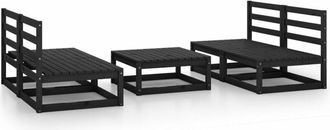 vidaXL Juego De Muebles De Jard&iacute;n 5 Pzas Y Cojines Negro Madera Pino Vidaxl