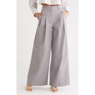 Derek Lam Juliana Wide Leg Pleated Pants in Light Grey at Nordstrom Rack, Size 12