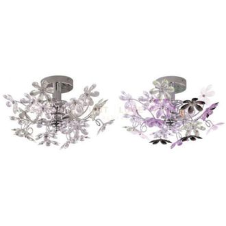 Trio flower applique fiori acrilico trasparente e colorato 2 luci attacco E14 CM38