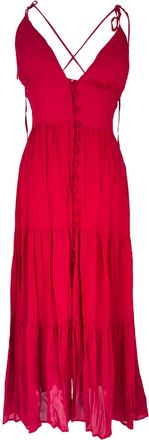 Reformation Jaden Maxi Tiered Dress in Pink Viscose