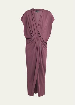 Giorgio Armani Surplice-Neck Cap-Sleeve Column Dress