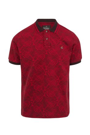 Vivienne Westwood ALL OVER ORB POLO SHIRT Size: XL, colour: RED