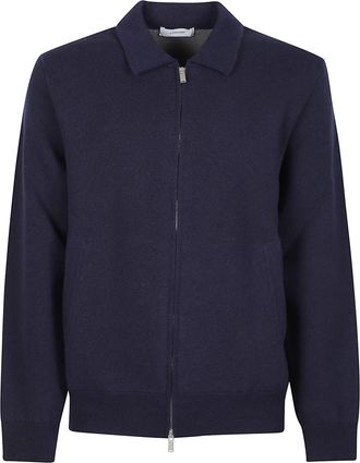 Lardini Minimalist Wool-Blend Zip-Up Bomber Jacket