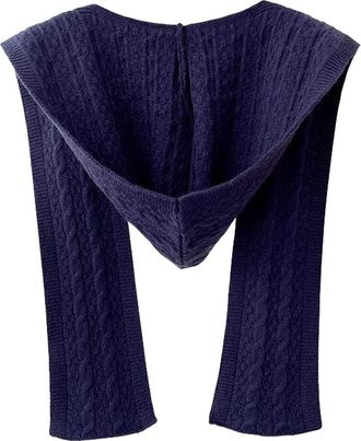 Generic Hooded Scarf Poncho, Knitted Wrap with Attached Hat - Multi-Functional Womens Fashion Accessory, Soft and Cozy, Navy, One Size