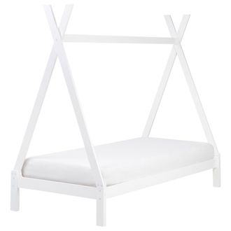 Beliani Cama Infantil En Forma De Tipi Con Dosel De Madera De Pino Blanca 90 X 200 Cm Devay