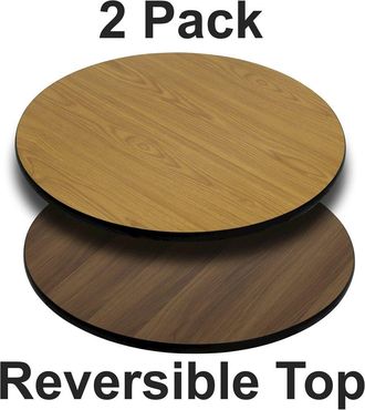 Flash Furniture 2 Pk. 36 Round Table Top with Natural or Walnut Reversible Laminate Top