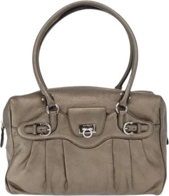 Ferragamo Pre-owned Handbags, female, Brown, Size: ONE SIZE Pre-owned Leather Shoulder Bag