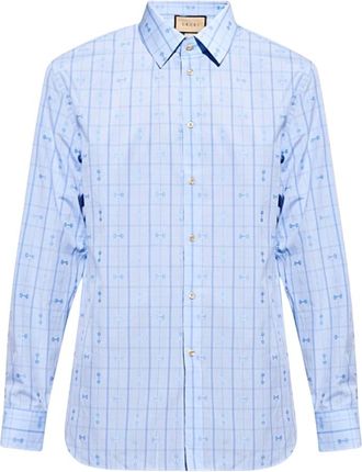 Gucci Casual Shirts, male, Blue, L, Camicia