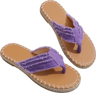 Generic Womens Flip Flops Roman Sandals Womens Beach Thong Slippers Hollow Casual Clip Toe Slippers Flat Shoes Sandals College Shoes, purple, 8.5 UK