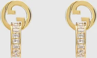 Gucci Blondie Intertwined Crystal Earrings, Gold-toned metal, Gold-toned metal