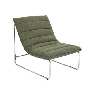 Sweeek Sill&oacute;n de tela chenilla con estructura cromada, verde