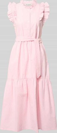 Lollys Laundry Hemdblusenkleid mit R&uuml;schen und Bindeg&uuml;rtel Modell Harriet in Rosa, Gr&ouml;&szlig;e XS