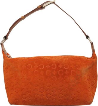 Celine C Macadam Handbag Suede Orange Suede Handbag (Pre-Owned)