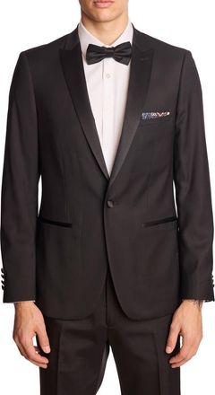 Paisley & Gray Grosvenor Slim Fit Peak Lapel Tuxedo Jacket in Soft Black Stretch at Nordstrom Rack, Size 42Regular