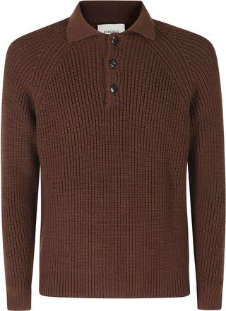 Circolo 1901 Bark Ribbed Wool Polo Sweater