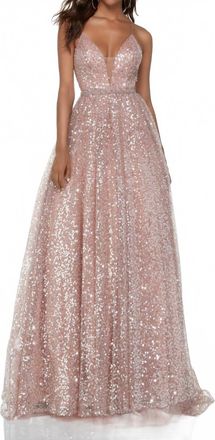 Alyce Paris Sparkling Sequined Ball Gown In Rose Gold