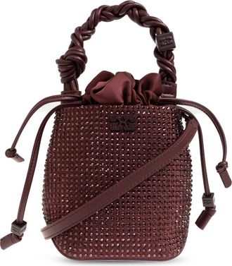 Ganni Mini Bou Bag - Dames - Schoudertassen - Rood - ONE Size - Satijn - Tassen
