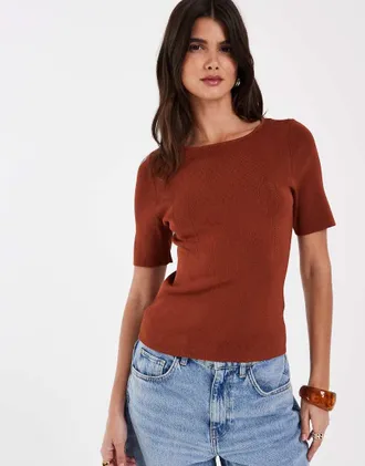 & Other Stories top lavorato a maglia slim fit color ruggine-Marrone