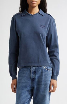 Paloma Wool Tristan Organic Cotton Polo in Navy at Nordstrom, Size X-Small
