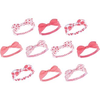 Hudson Baby 10Pk Knotted Jersey Headbands in Flamingo at Nordstrom