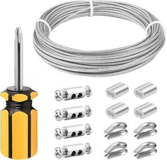 OEM Juego De Cables De Suspensi&oacute;n De Acero Inoxidable 304 Recubiertos De Vinilo, De 10 M De Largo Y 2 Mm De Di&aacute;metro, Con Terminales, Manguitos De Crimpad