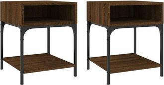 vidaXL Vidaxl - Mesitas noche 2 uds madera ingeniería marrón roble 40x41x50 cm