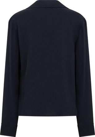 Gucci Womens Shirt Silk-Blend Jacquard Blue Viscose