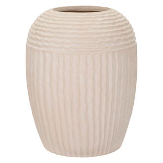 Dmora Vaso Famo, Texture Irregolare, Diametro 15.5 Cm, Sfumatura Colore Struttura Crema, Bianco Crema