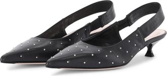 AGL Gestudde Slingback met Comfortabele Hak - Dames - Pumps - Zwart - 41 EU - Leer - Schoenen