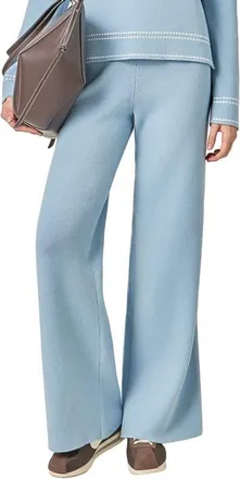 English Factory Stitch Detail Wide Leg Knit Pants in Slate Blue at Nordstrom, Size X-Small