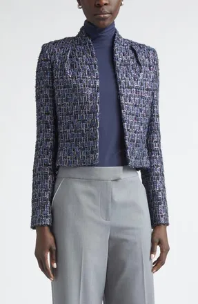 St. John Monmartre Sequin Tweed Jacket in Midnight/garnet Multi at Nordstrom, Size 8