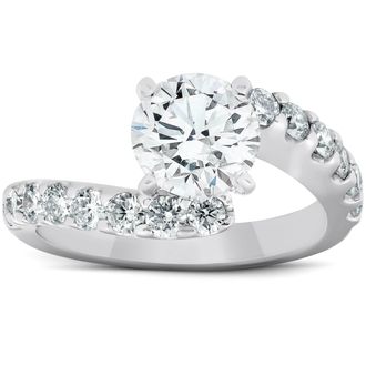 Pompeii3 Certified 3 Ct Diamond Engagement Ring Twisted Band 14k White Gold Lab Grown