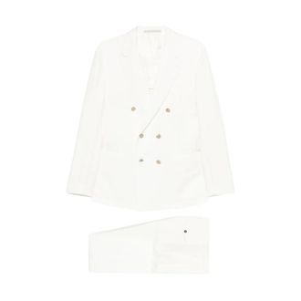 Eleventy Double Breasted Suits, male, White, Size: XL Double-Breasted Suit